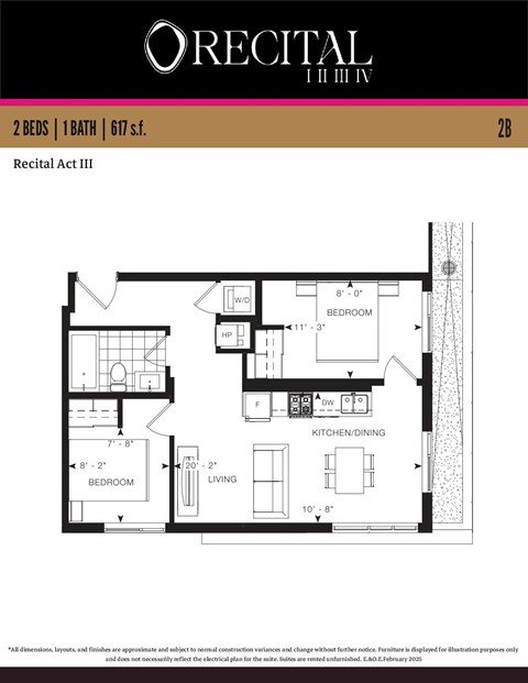 A floor plan for the Recital Act III apartment.